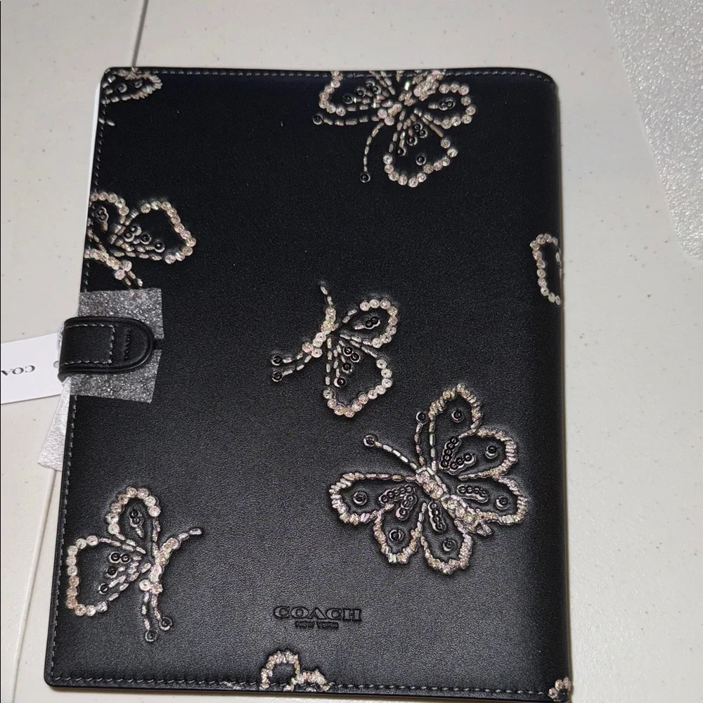 Coach Black Butterfly Embroidered Notebook Cover - Picture 3 of 3